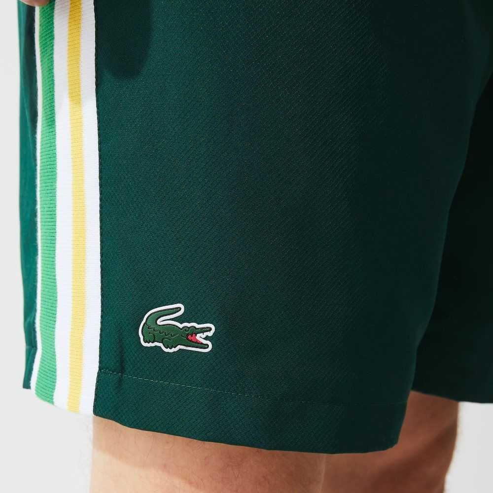 Green / Yellow / White Lacoste SPORT Contrast Bands Lightweight Shorts | BAGVLP-950