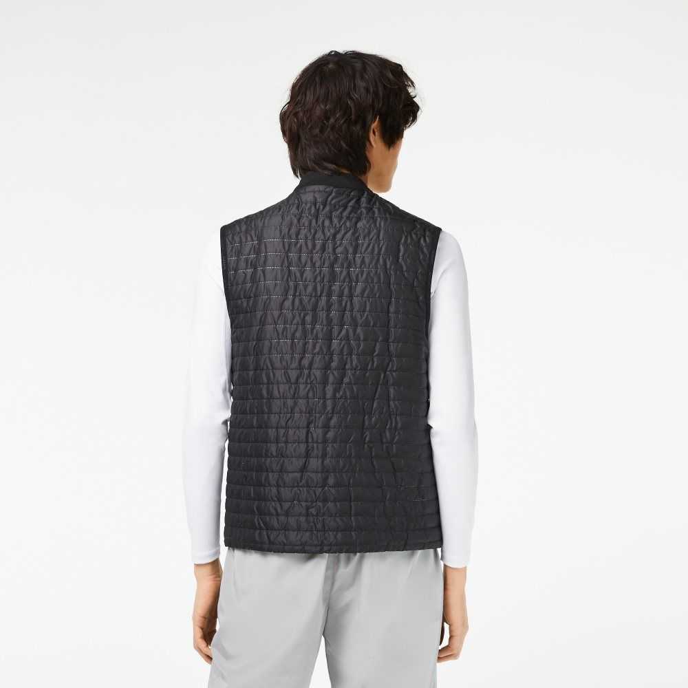 Grey / Black Lacoste SPORT Padded Reversible Vest | WQKPNC-892