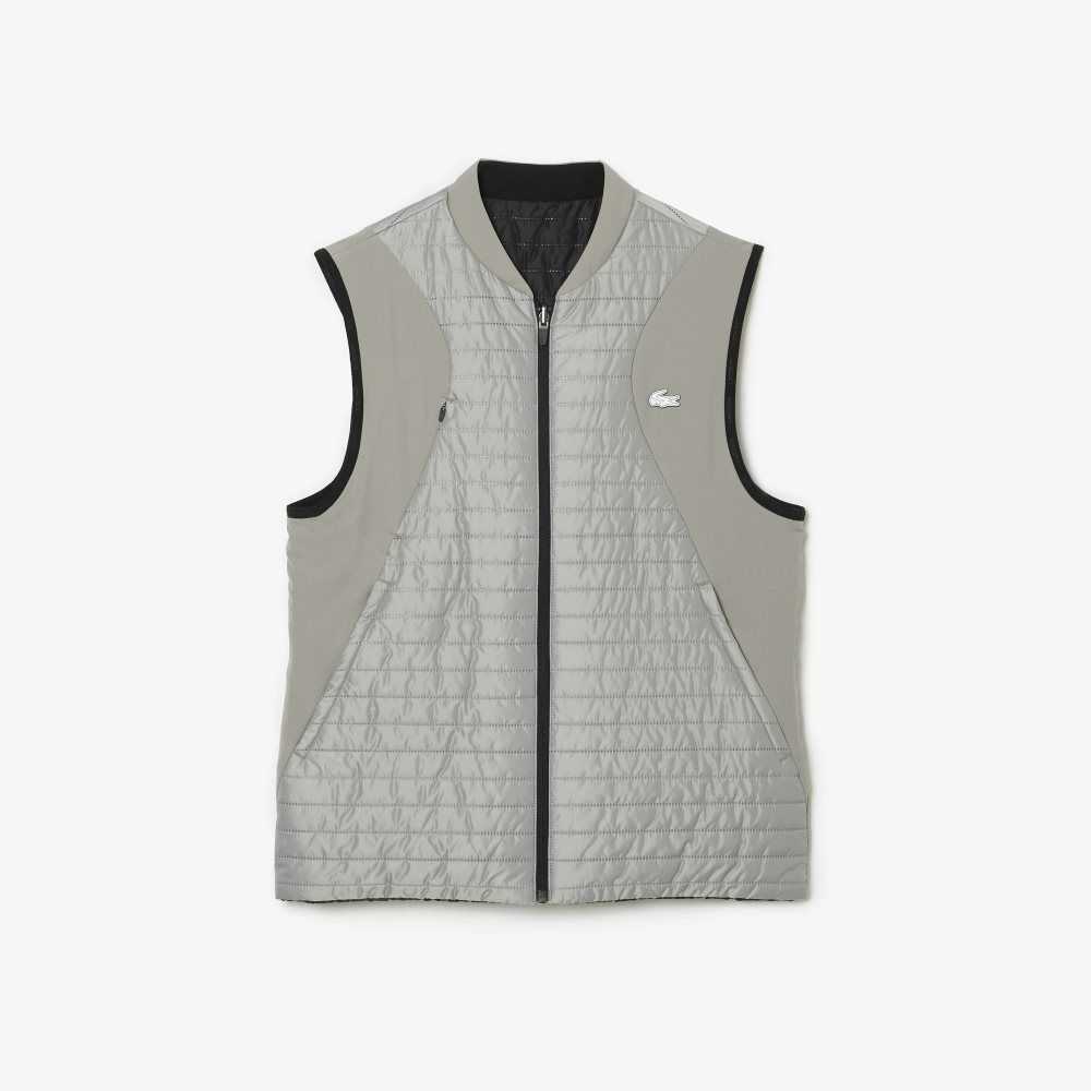 Grey / Black Lacoste SPORT Padded Reversible Vest | WQKPNC-892