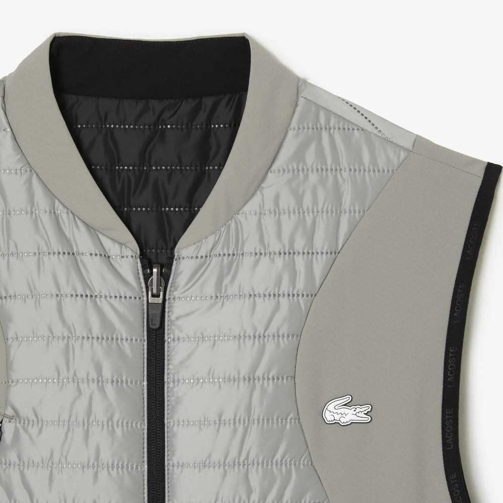 Grey / Black Lacoste SPORT Padded Reversible Vest | WQKPNC-892