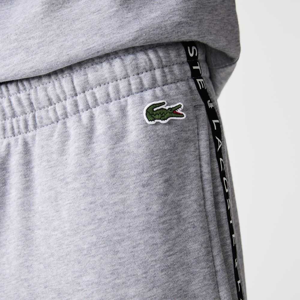 Grey Chine / Black / White Lacoste Signature Striped Colorblock Fleece Jogging Pants | GEMXHN-582