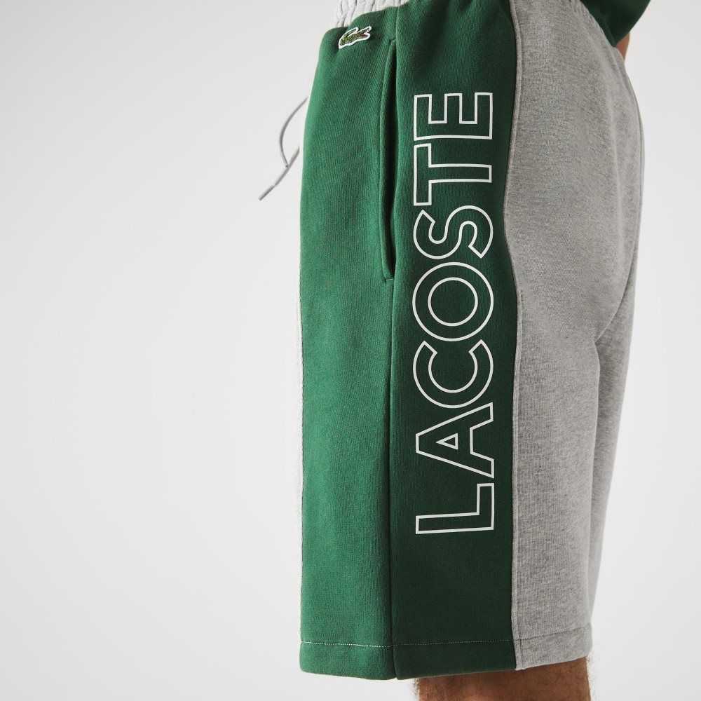 Grey Chine / Blue / Green Lacoste Branded Cotton Fleece Blend Shorts | BIYDTM-710