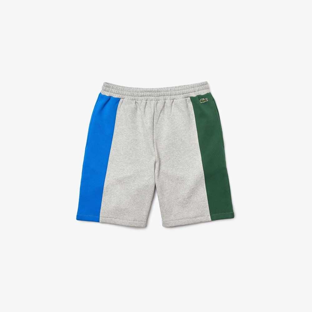 Grey Chine / Blue / Green Lacoste Branded Cotton Fleece Blend Shorts | BIYDTM-710