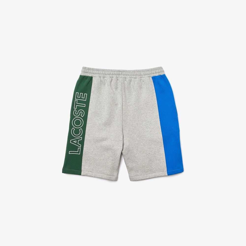 Grey Chine / Blue / Green Lacoste Branded Cotton Fleece Blend Shorts | BIYDTM-710