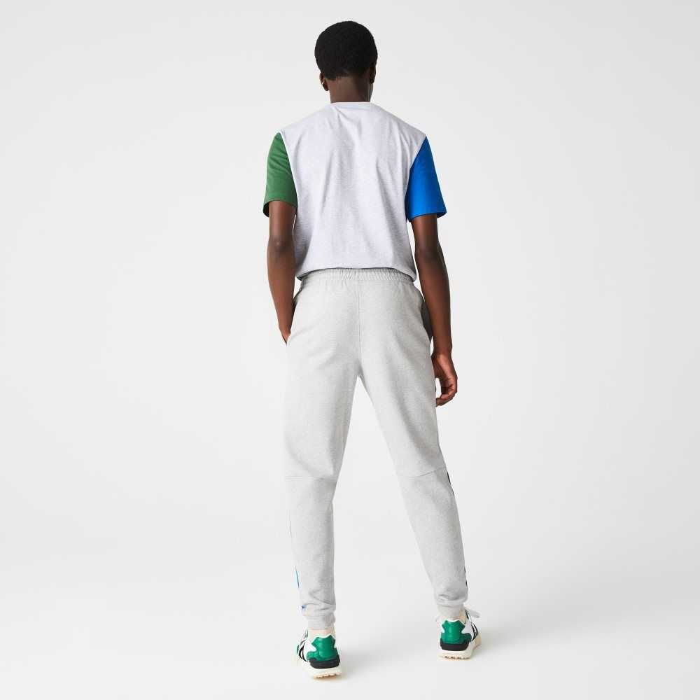 Grey Chine / Blue / Green Lacoste Colorblock Cotton Fleece Blend Jogging Pants | ISVBEY-134