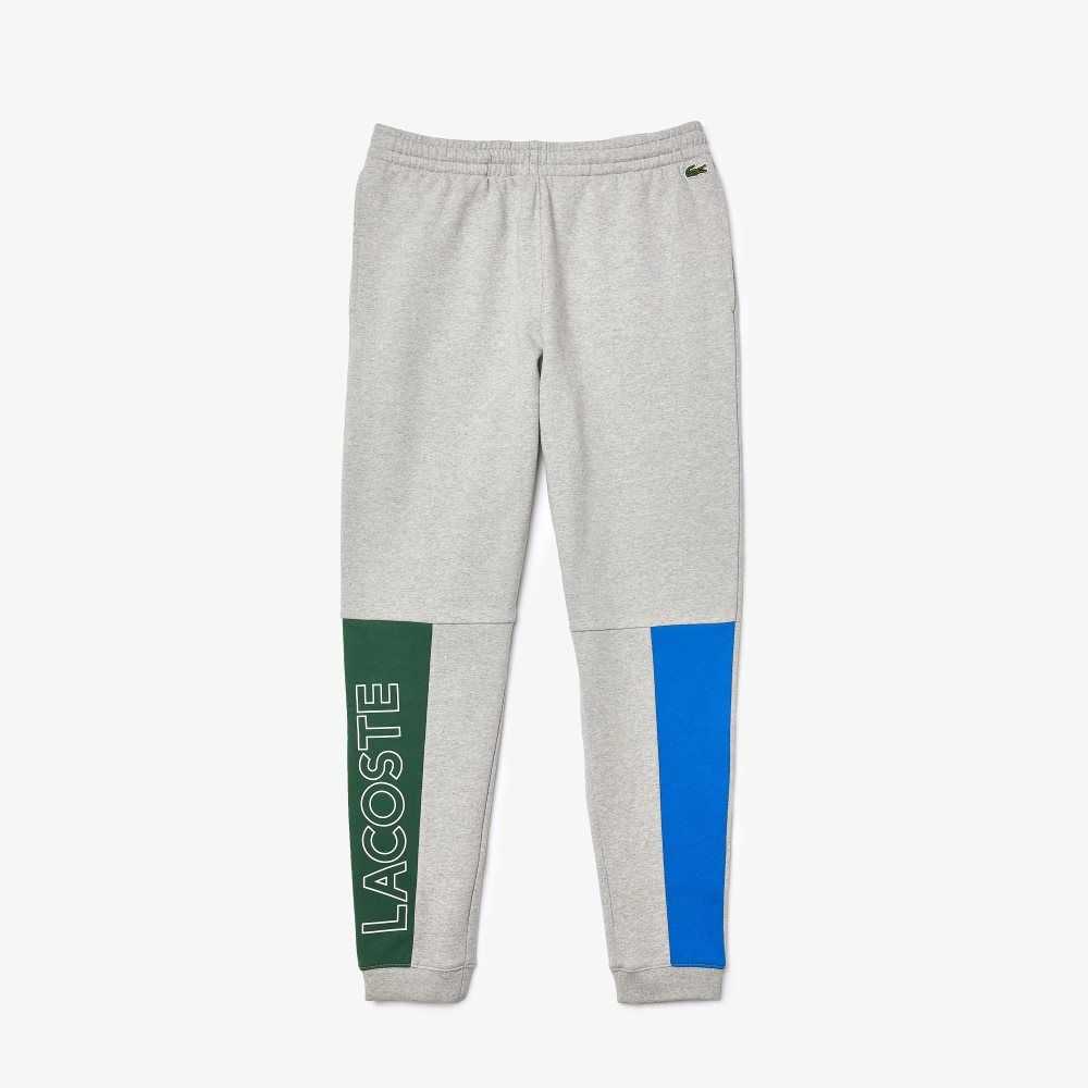 Grey Chine / Blue / Green Lacoste Colorblock Cotton Fleece Blend Jogging Pants | ISVBEY-134