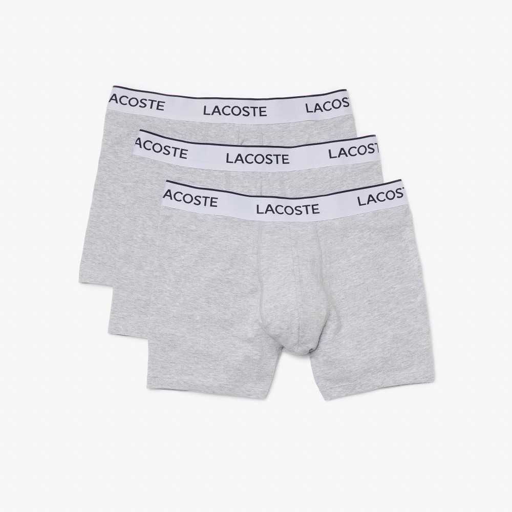 Grey Chine Lacoste 3-Pack Branded Striped Boxers | NILUFZ-605