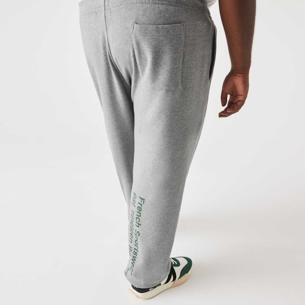 Grey Chine Lacoste Big Fit Cotton Fleece Trackpants | GUWPFC-084