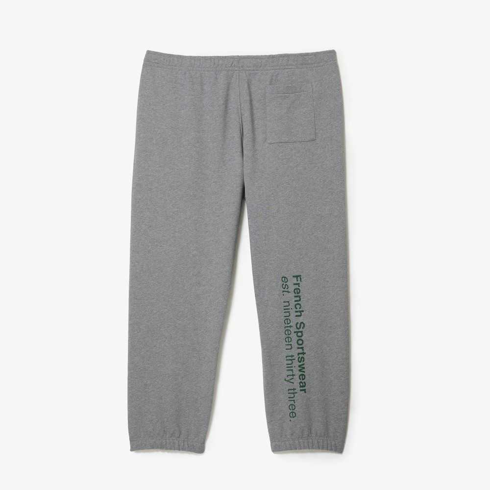 Grey Chine Lacoste Big Fit Cotton Fleece Trackpants | GUWPFC-084