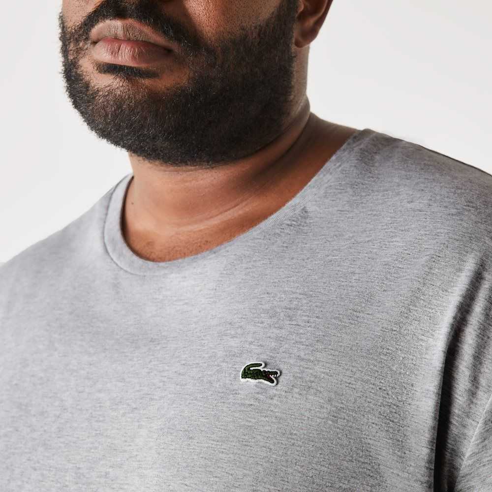 Grey Chine Lacoste Big Fit Crew Neck Cotton Jersey T-Shirt | RJALHF-914