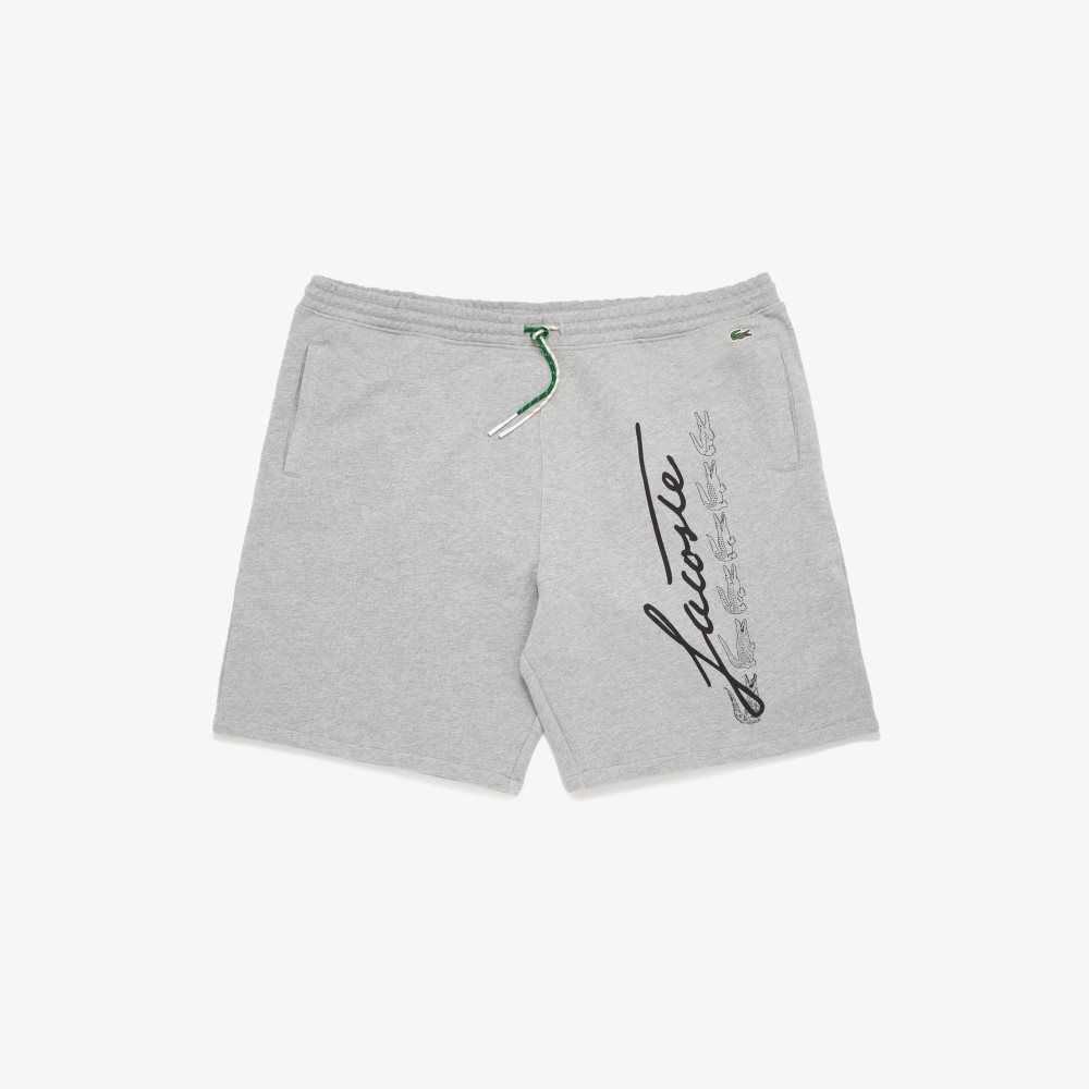 Grey Chine Lacoste Branded Cotton Shorts | CKJTDL-496