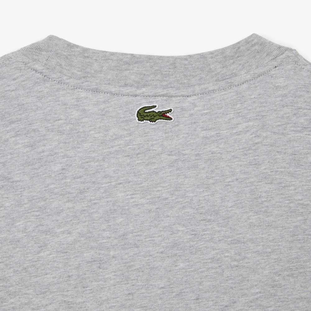 Grey Chine Lacoste Crew Neck Loose Fit Crocodile Print T-Shirt | EJGLAY-138