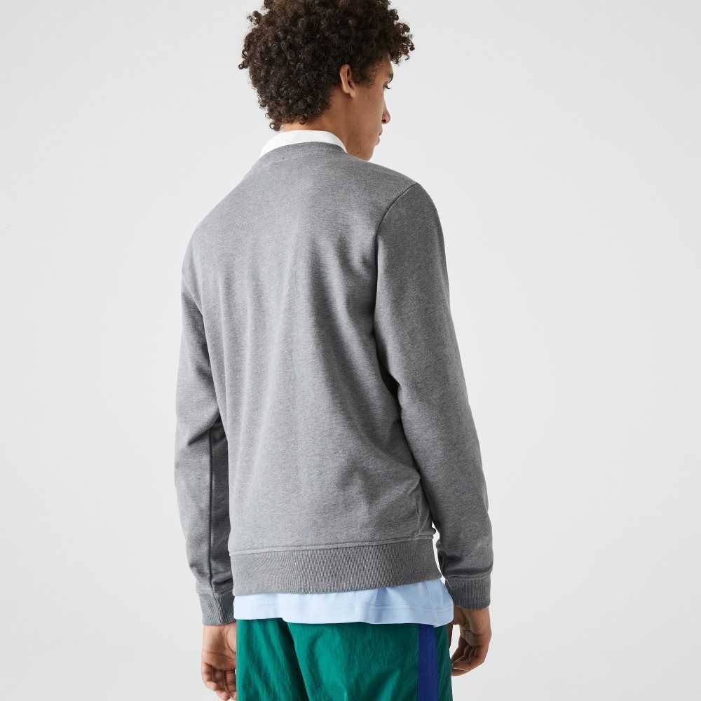 Grey Chine Lacoste Crew Neck Organic Cotton Sweatshirt | SOJIXN-570