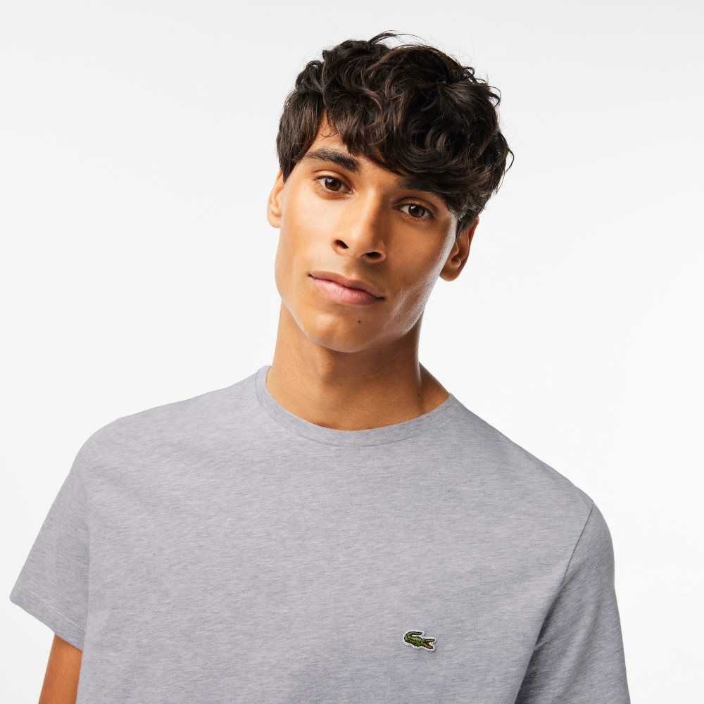 Grey Chine Lacoste Crew Neck Pima Cotton Jersey T-Shirt | ATHNFE-629