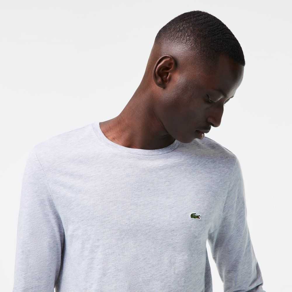 Grey Chine Lacoste Crew Neck Pima Cotton Jersey T-Shirt | EKAYZJ-380