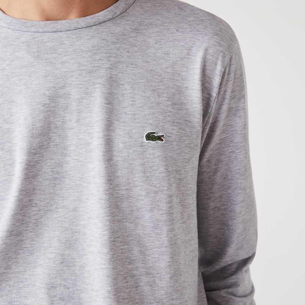 Grey Chine Lacoste Crew Neck Pima Cotton Jersey T-Shirt | EKAYZJ-380