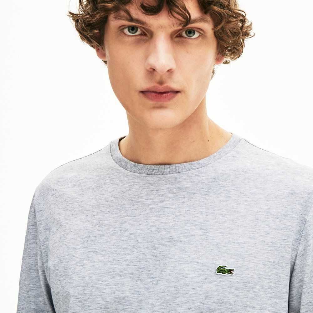 Grey Chine Lacoste Crew Neck Pima Cotton Jersey T-Shirt | EKAYZJ-380