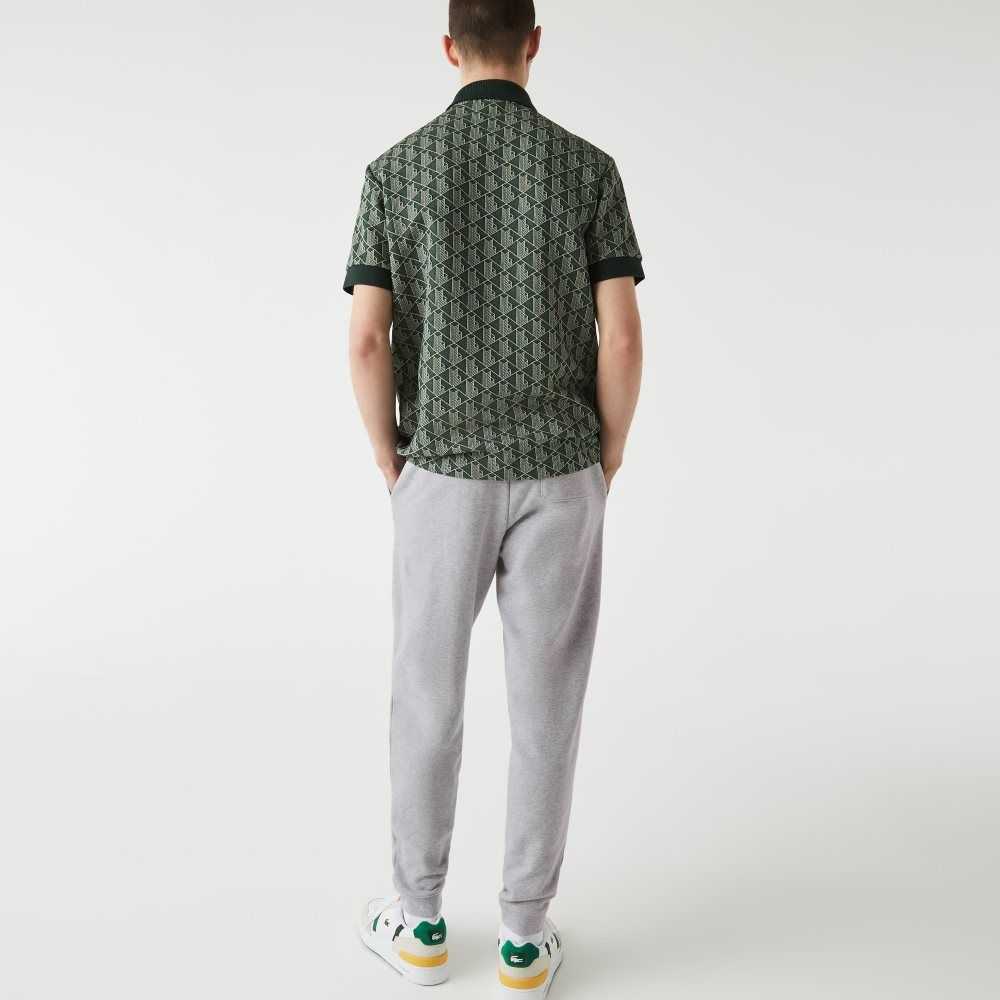 Grey Chine Lacoste Crocodile Branding Cotton Fleece Jogging Pants | DQOTXB-271