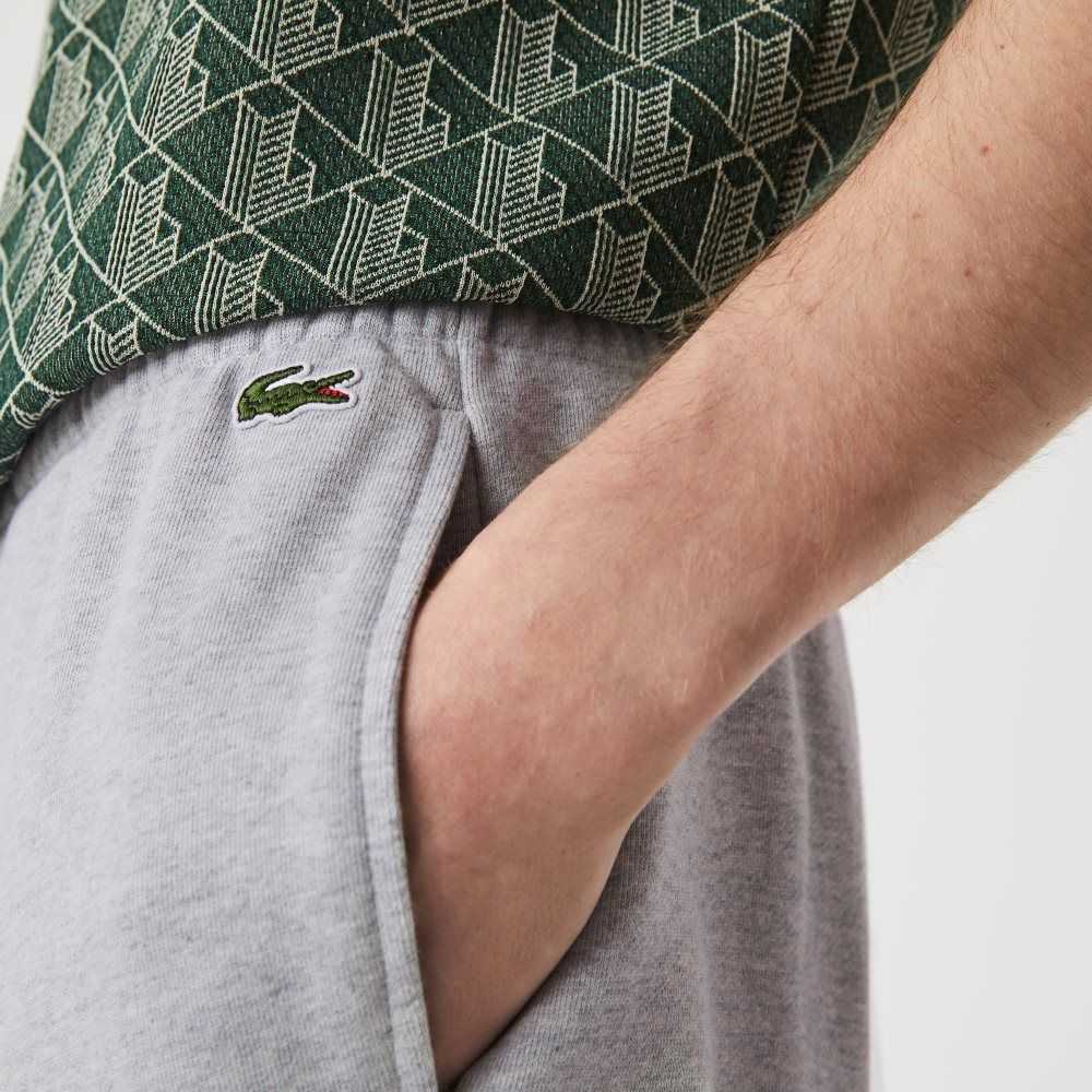 Grey Chine Lacoste Crocodile Branding Cotton Fleece Jogging Pants | DQOTXB-271