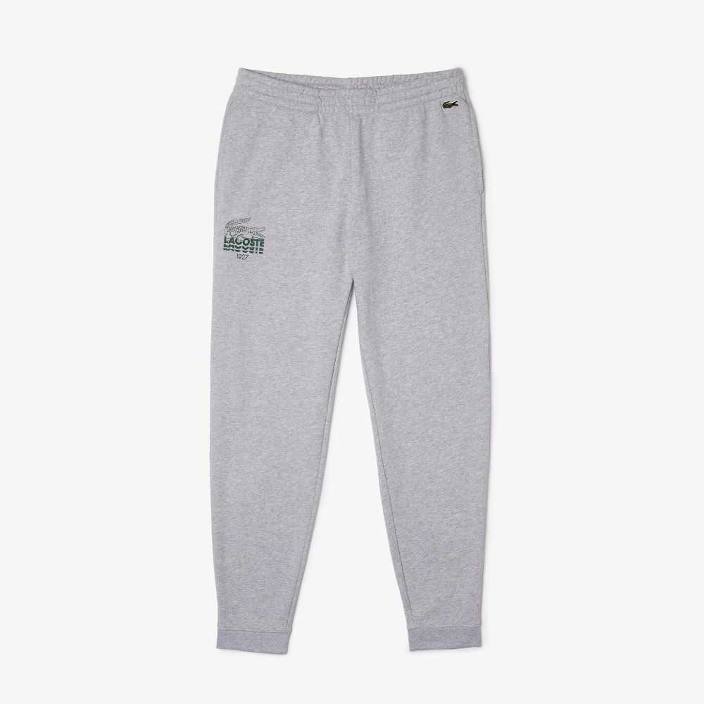 Grey Chine Lacoste Crocodile Branding Cotton Fleece Jogging Pants | DQOTXB-271