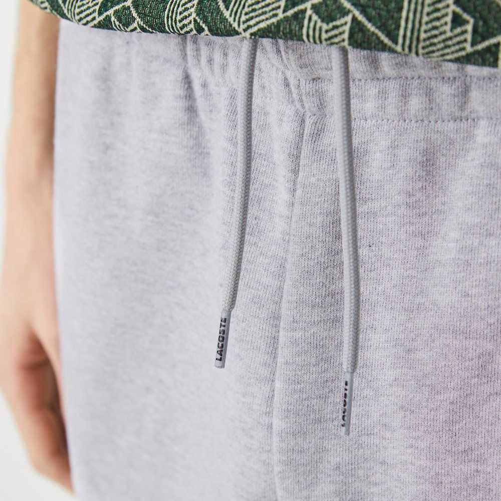 Grey Chine Lacoste Crocodile Branding Cotton Fleece Jogging Pants | DQOTXB-271