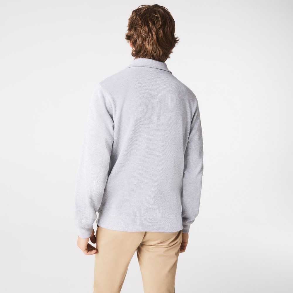 Grey Chine Lacoste Half Zip Cotton Sweatshirt | CPZVJN-810