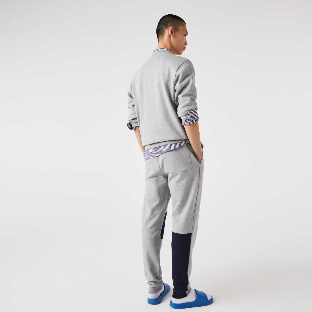 Grey Chine Lacoste Heritage Destructured Branding Cotton Fleece Jogging Pants | LWMXKV-456