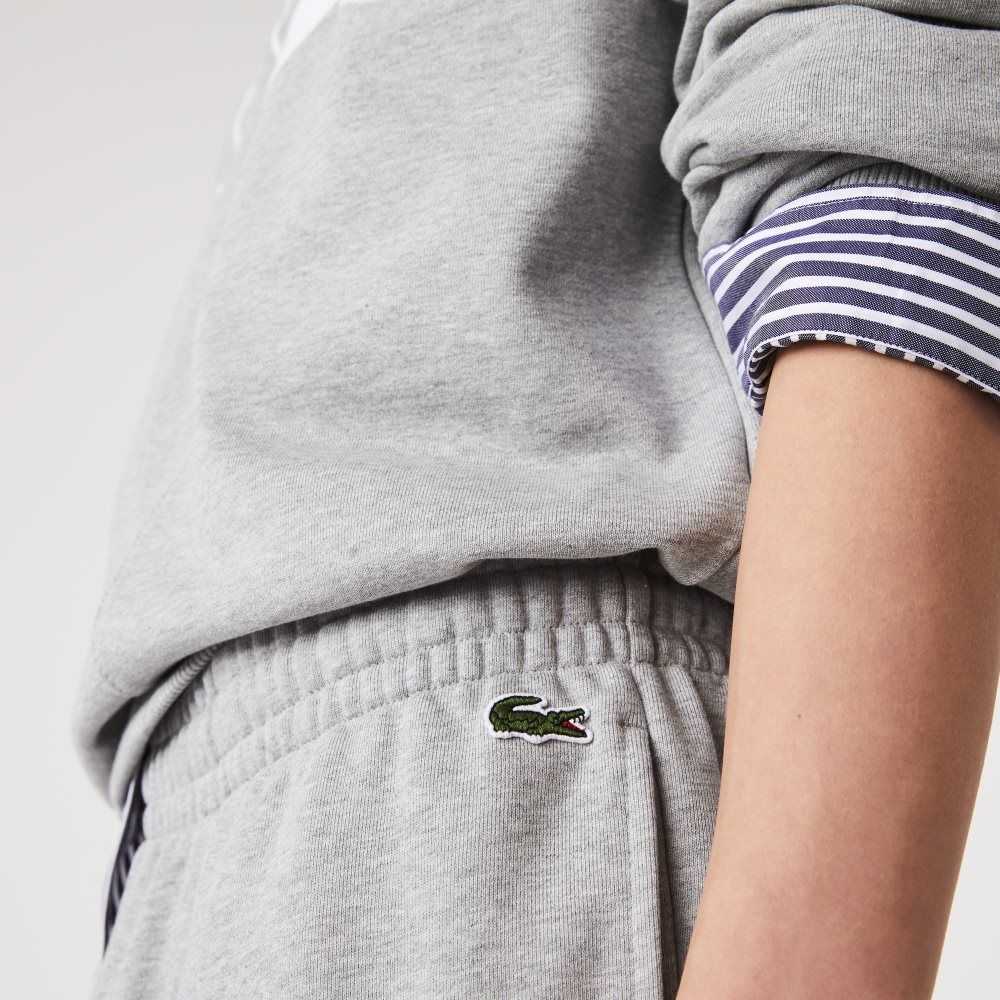 Grey Chine Lacoste Heritage Destructured Branding Cotton Fleece Jogging Pants | LWMXKV-456