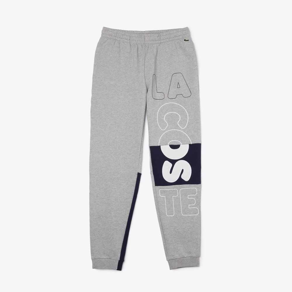 Grey Chine Lacoste Heritage Destructured Branding Cotton Fleece Jogging Pants | LWMXKV-456