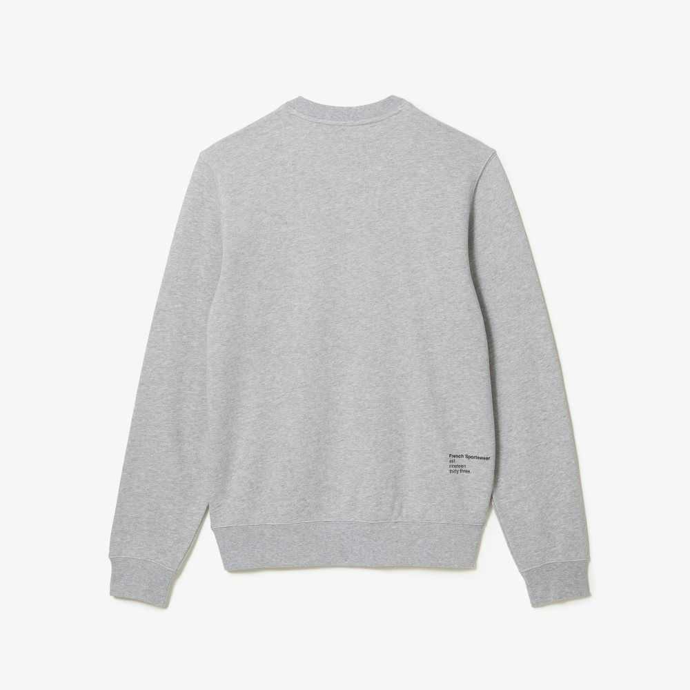 Grey Chine Lacoste Inscription Crew Neck Sweatshirt | QZYUDB-216