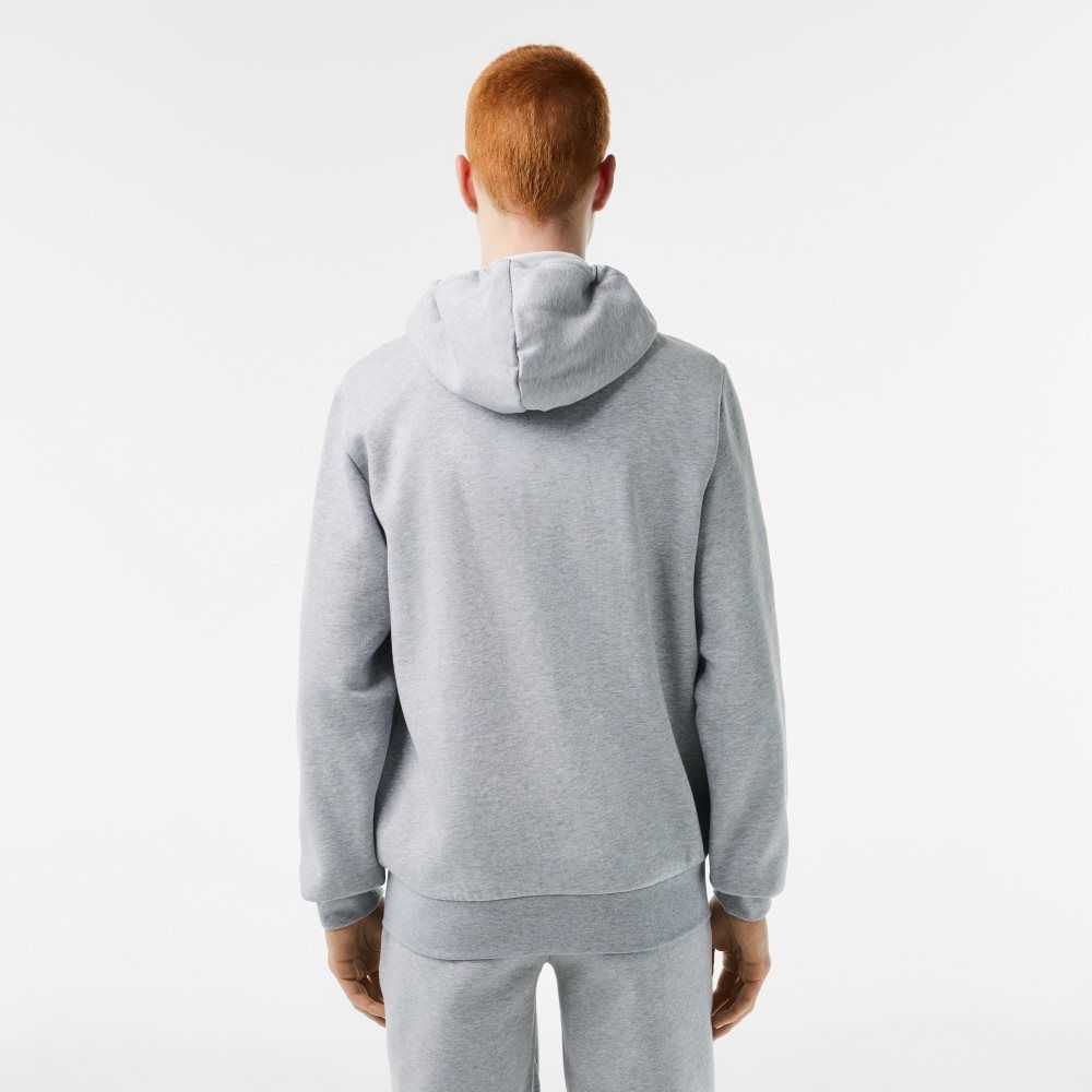 Grey Chine Lacoste Kangaroo Pocket Fleece Zipped Sweatshirt | GLBIXN-912