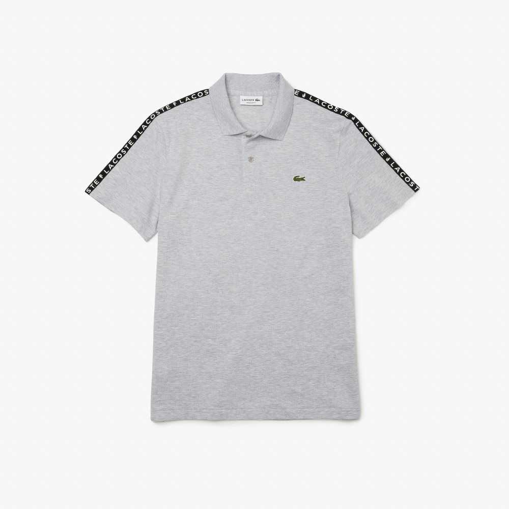 Grey Chine Lacoste Lettered Band Ultra-Lightweight Cotton Polo | ZSHYKX-917