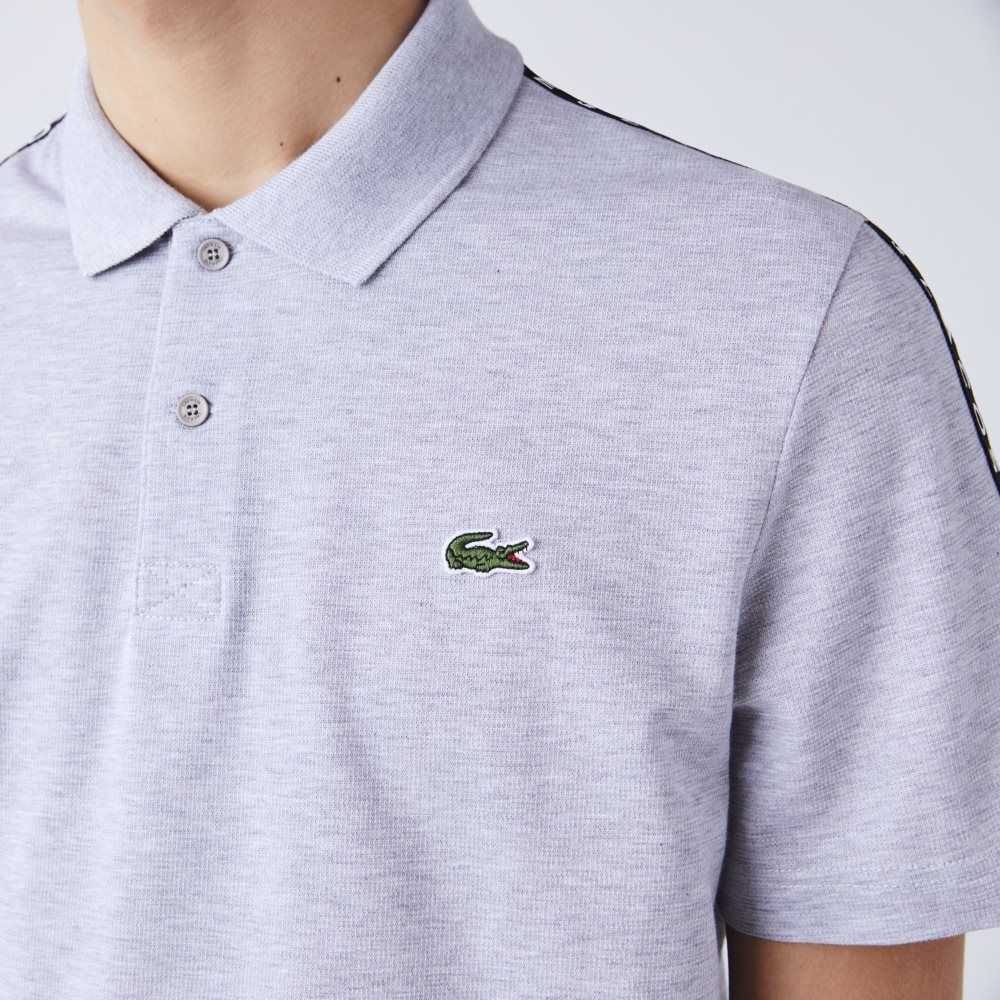 Grey Chine Lacoste Lettered Band Ultra-Lightweight Cotton Polo | ZSHYKX-917