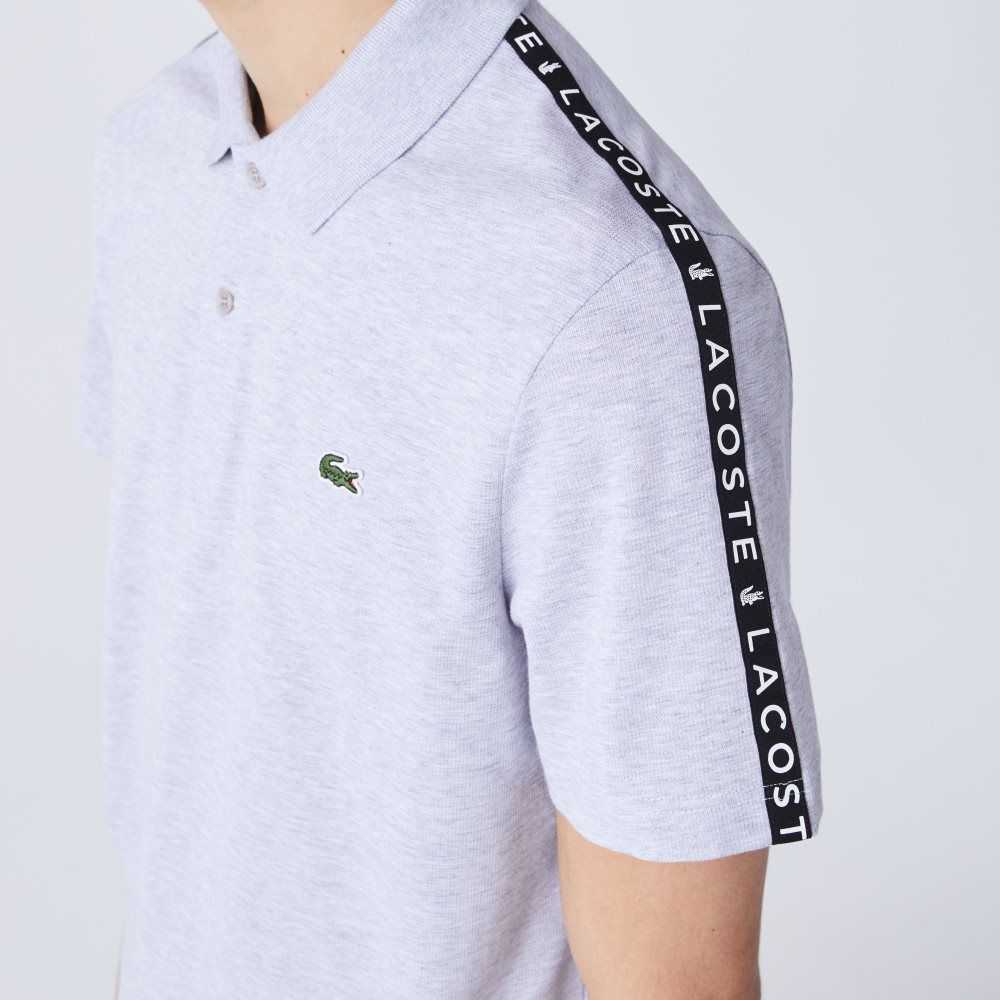 Grey Chine Lacoste Lettered Band Ultra-Lightweight Cotton Polo | ZSHYKX-917