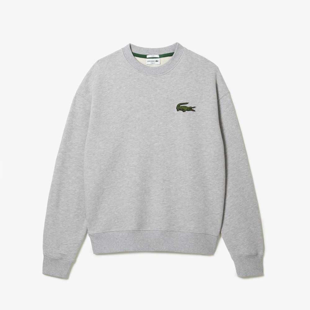 Grey Chine Lacoste Loose Fit Crocodile Badge Sweatshirt | AUMRGD-460