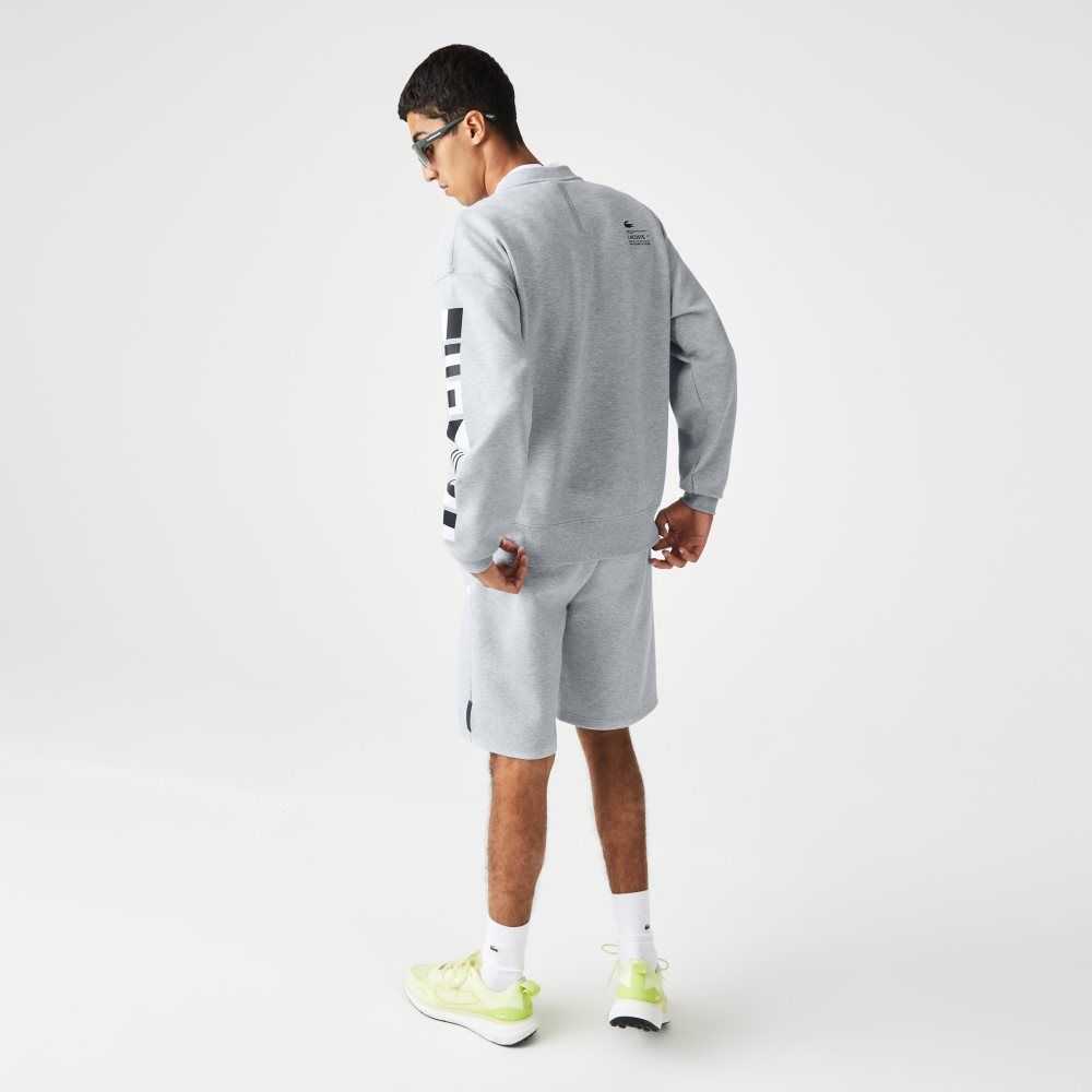 Grey Chine Lacoste Loose Fit Reflective Print Sweatshirt | KGNHYM-812