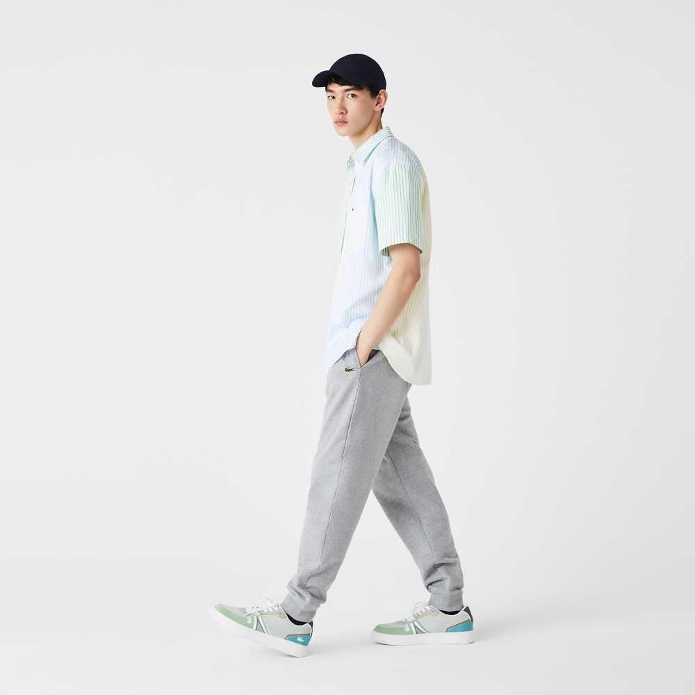 Grey Chine Lacoste Organic Cotton Fleece Jogging Pants | HXMYIE-358