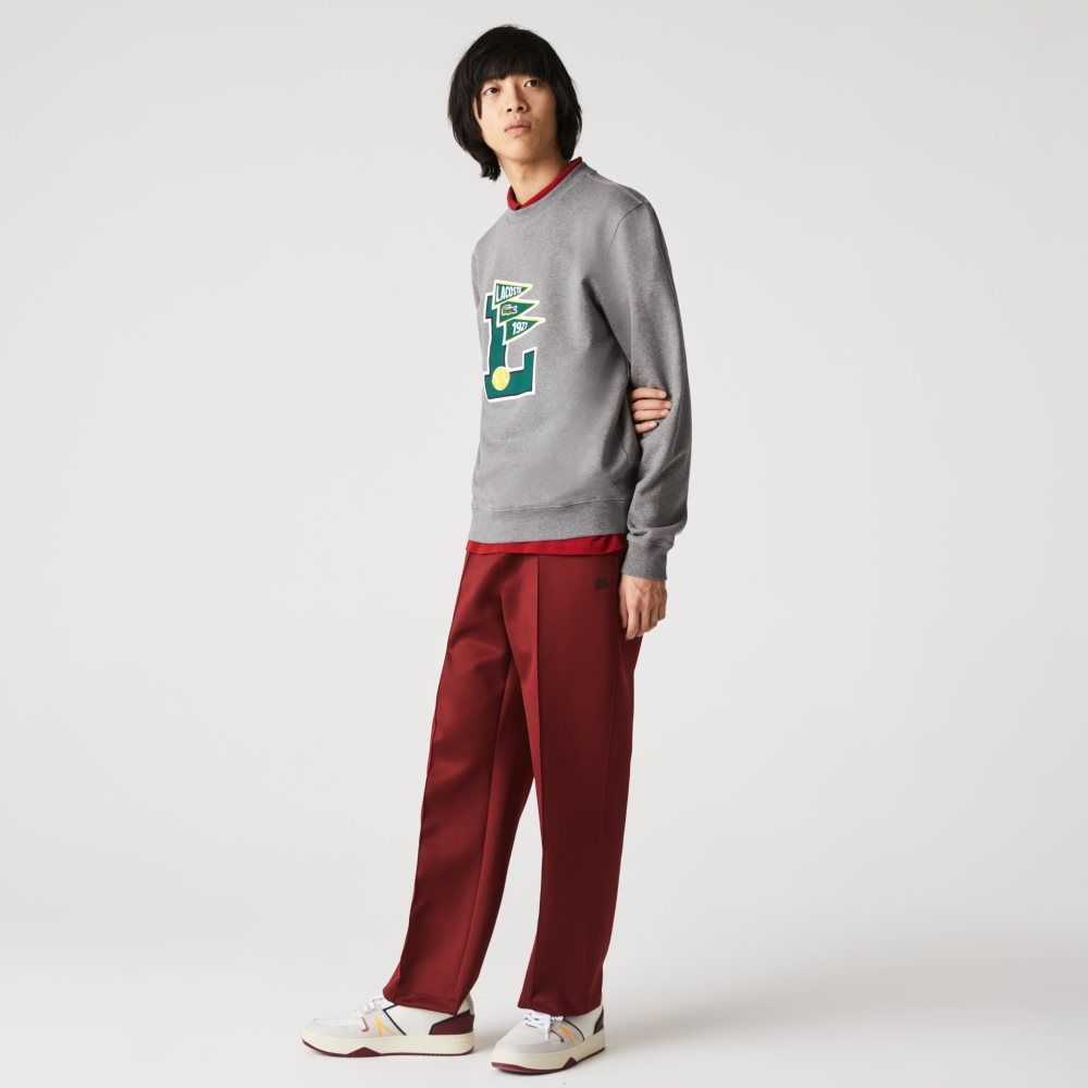 Grey Chine Lacoste Pennants L Badge Cotton Fleece Sweatshirt | XBHDYM-104