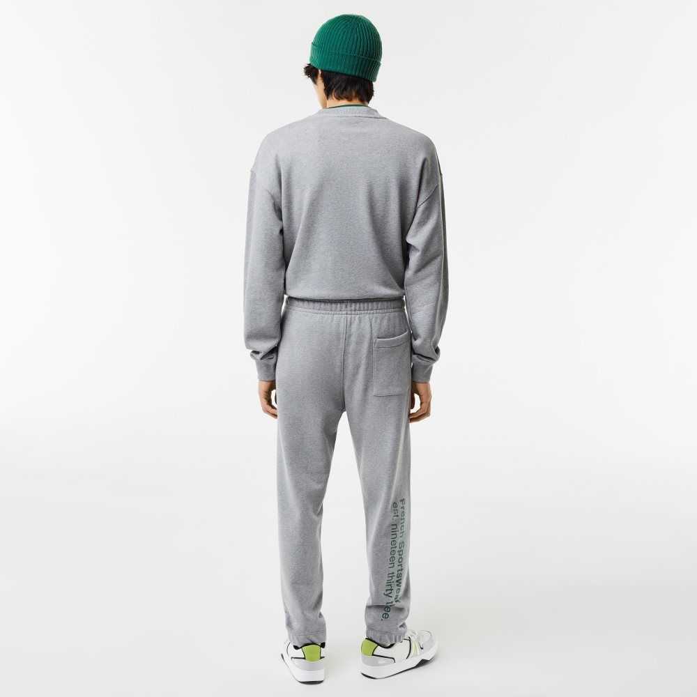 Grey Chine Lacoste Print Trackpants | NDJGAV-052