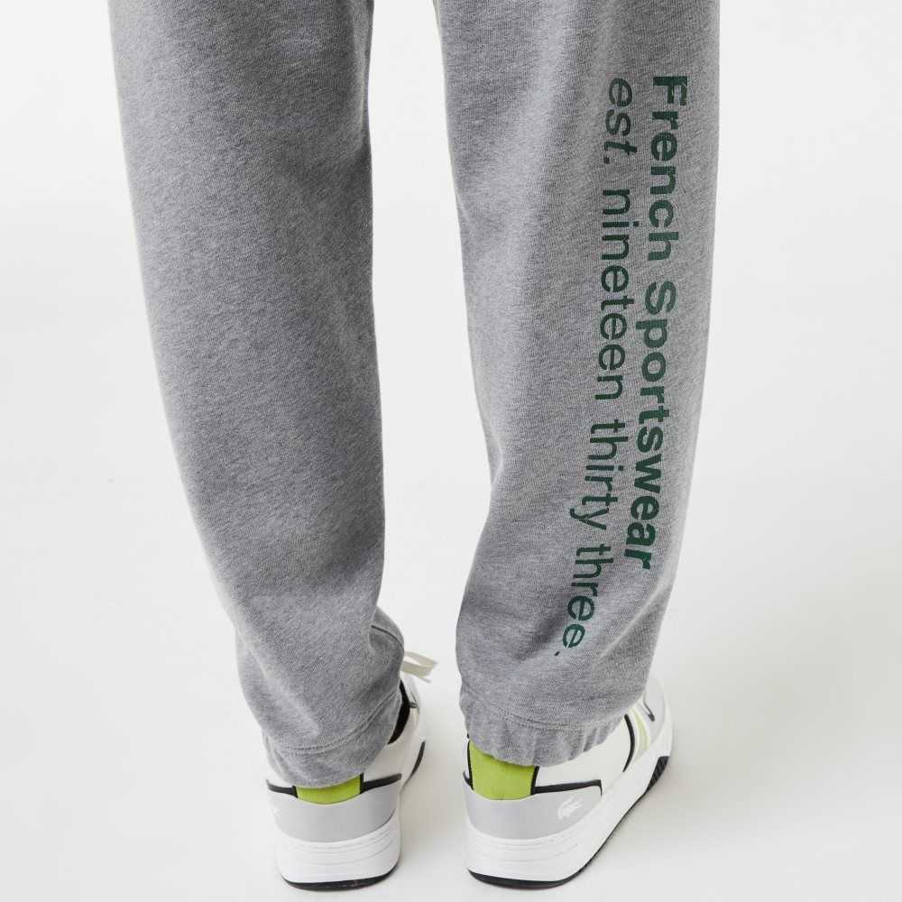 Grey Chine Lacoste Print Trackpants | NDJGAV-052