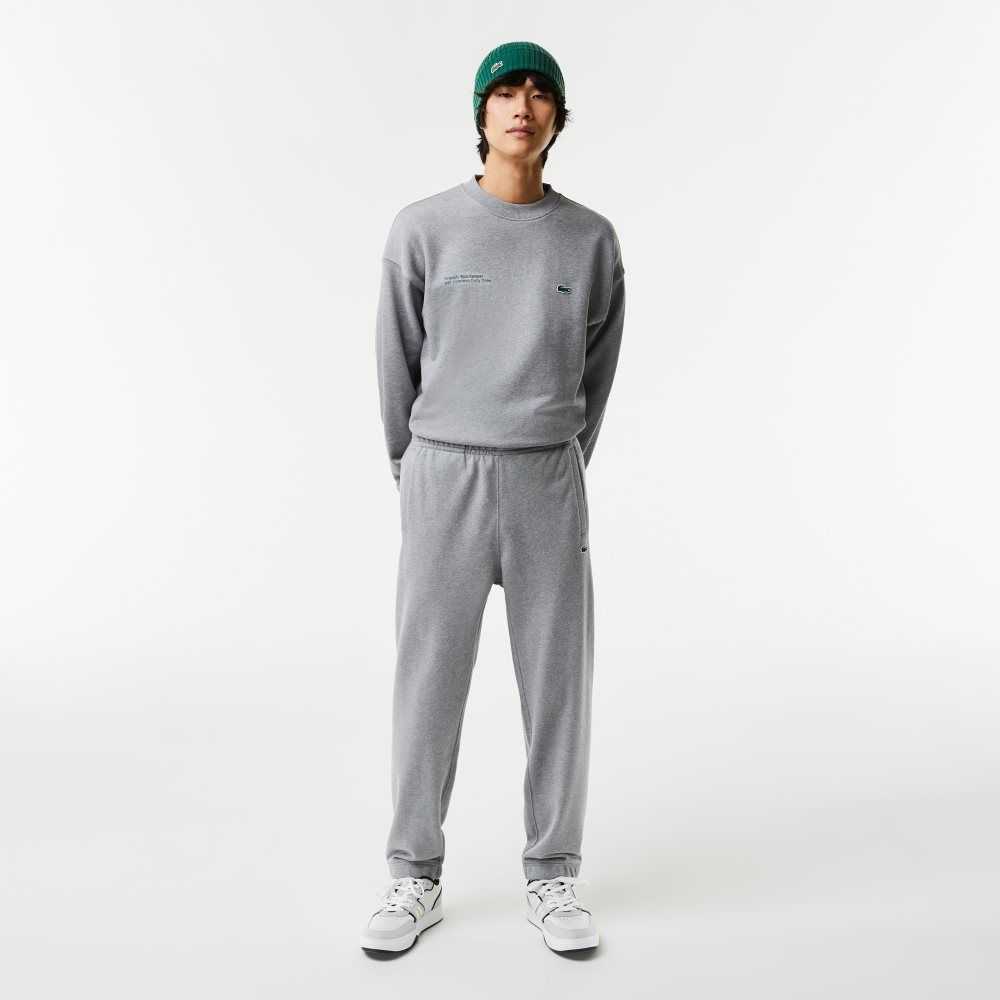 Grey Chine Lacoste Print Trackpants | NDJGAV-052