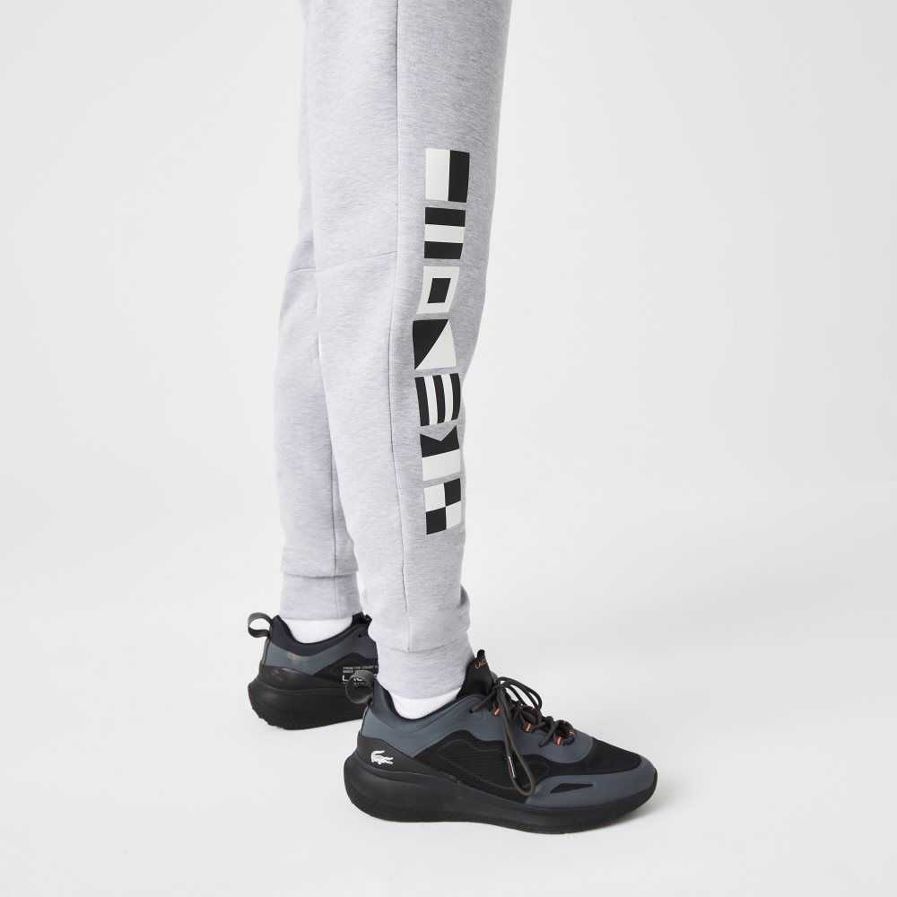 Grey Chine Lacoste Reflective Print Trackpants | PEAKFD-958