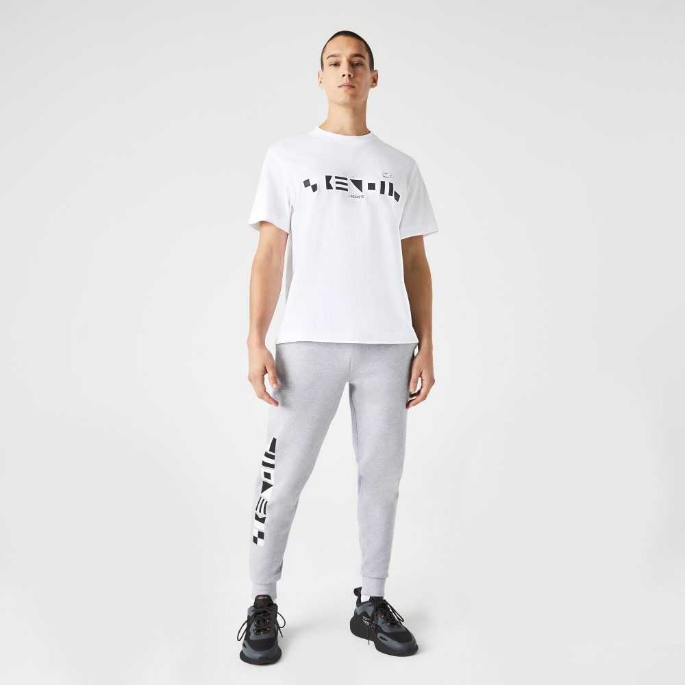 Grey Chine Lacoste Reflective Print Trackpants | PEAKFD-958