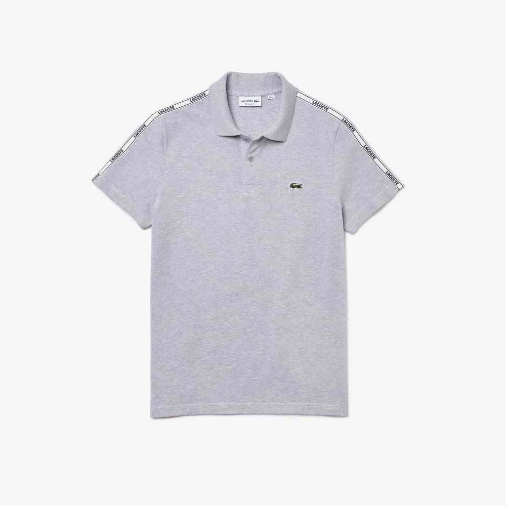 Grey Chine Lacoste Regular Fit Branded Bands Stretch Cotton Polo | VEATOG-197