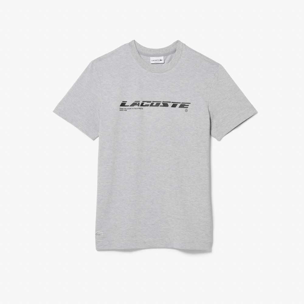 Grey Chine Lacoste Regular Fit Branded Pique T-Shirt | ZPRSBL-467