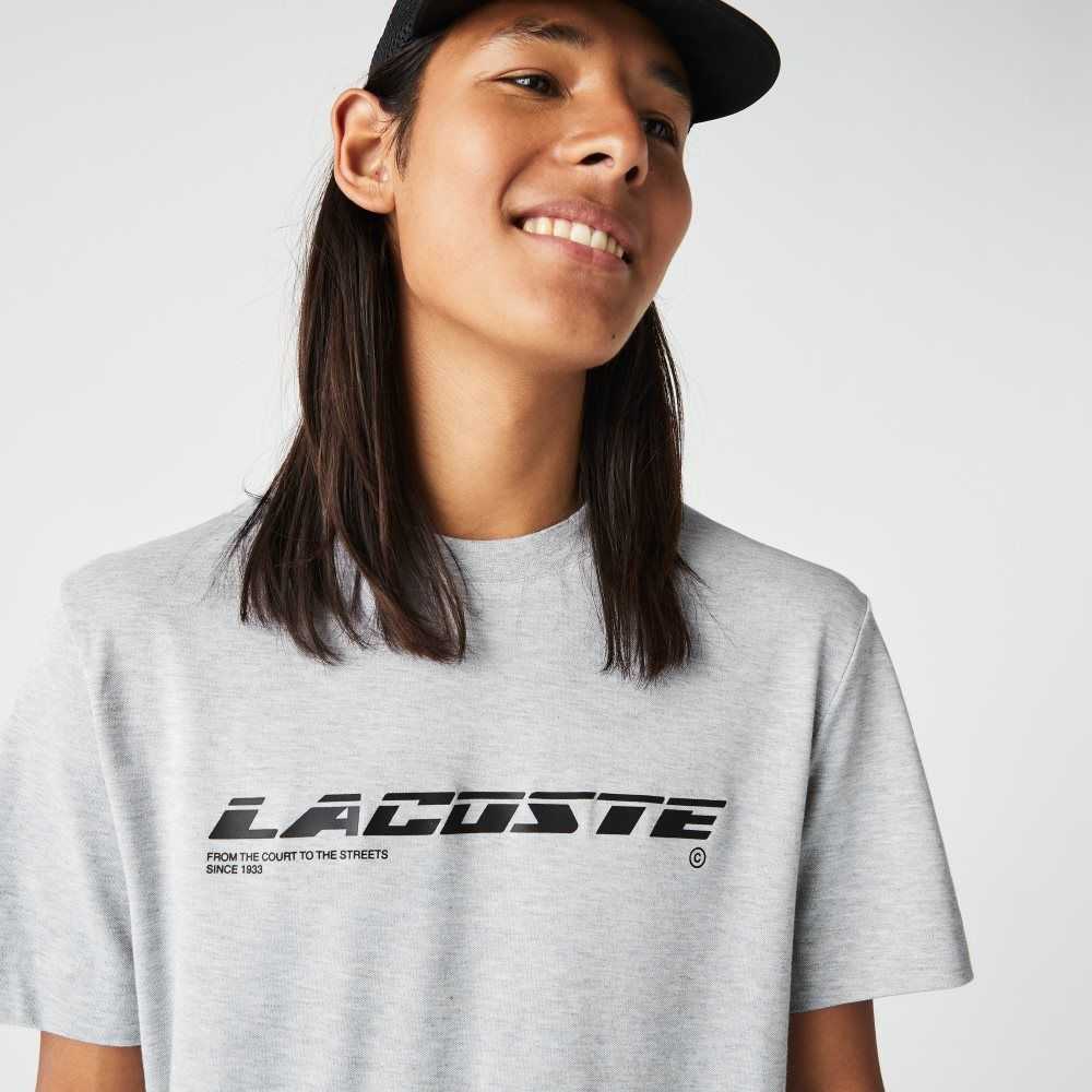 Grey Chine Lacoste Regular Fit Branded Pique T-Shirt | ZPRSBL-467