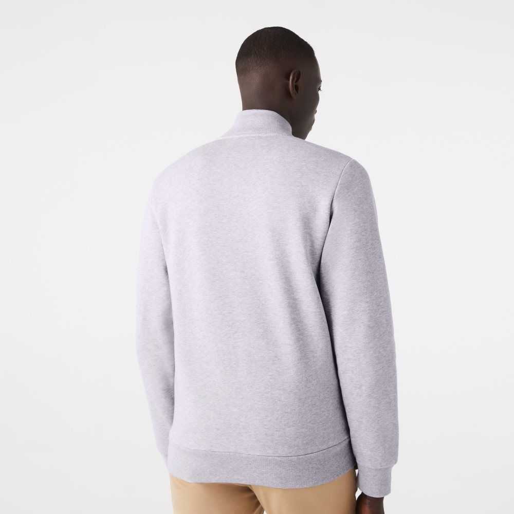 Grey Chine Lacoste Regular Fit Brushed Fleece Zippered Sweatshirt | VGDTFZ-468