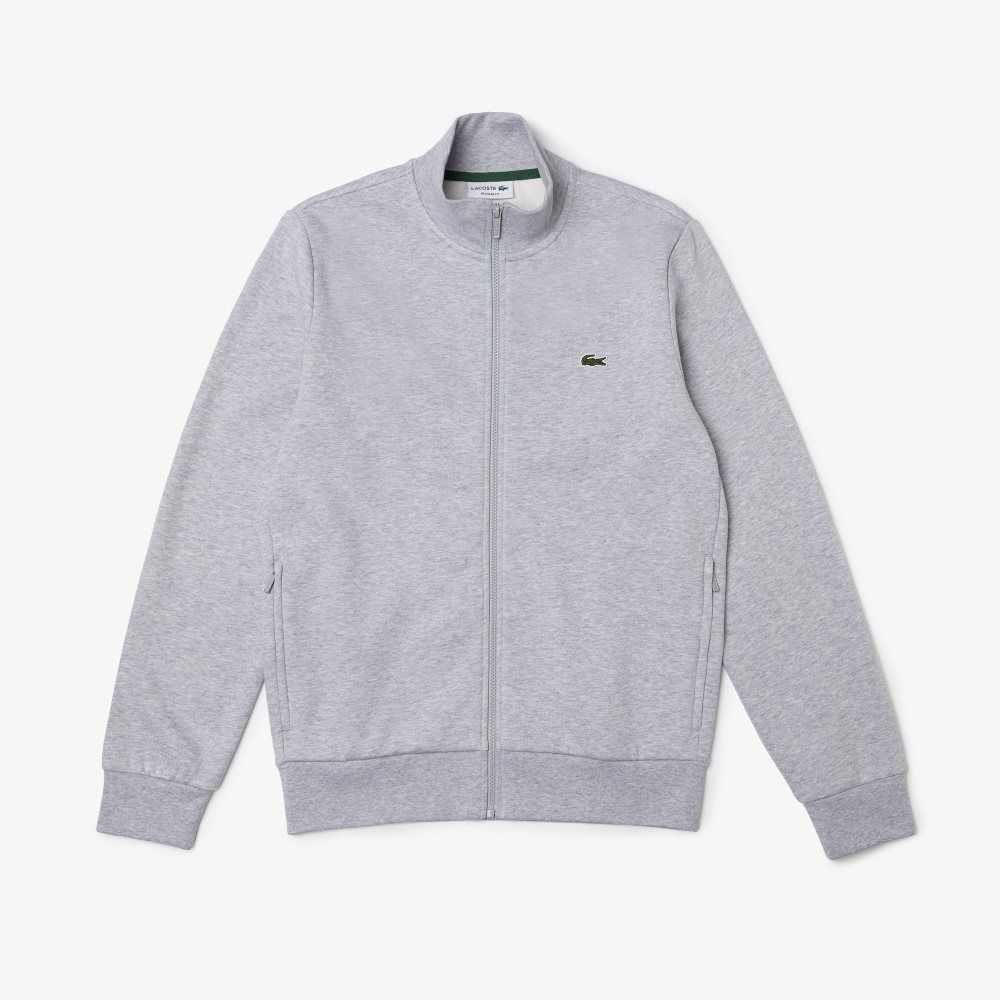 Grey Chine Lacoste Regular Fit Brushed Fleece Zippered Sweatshirt | VGDTFZ-468