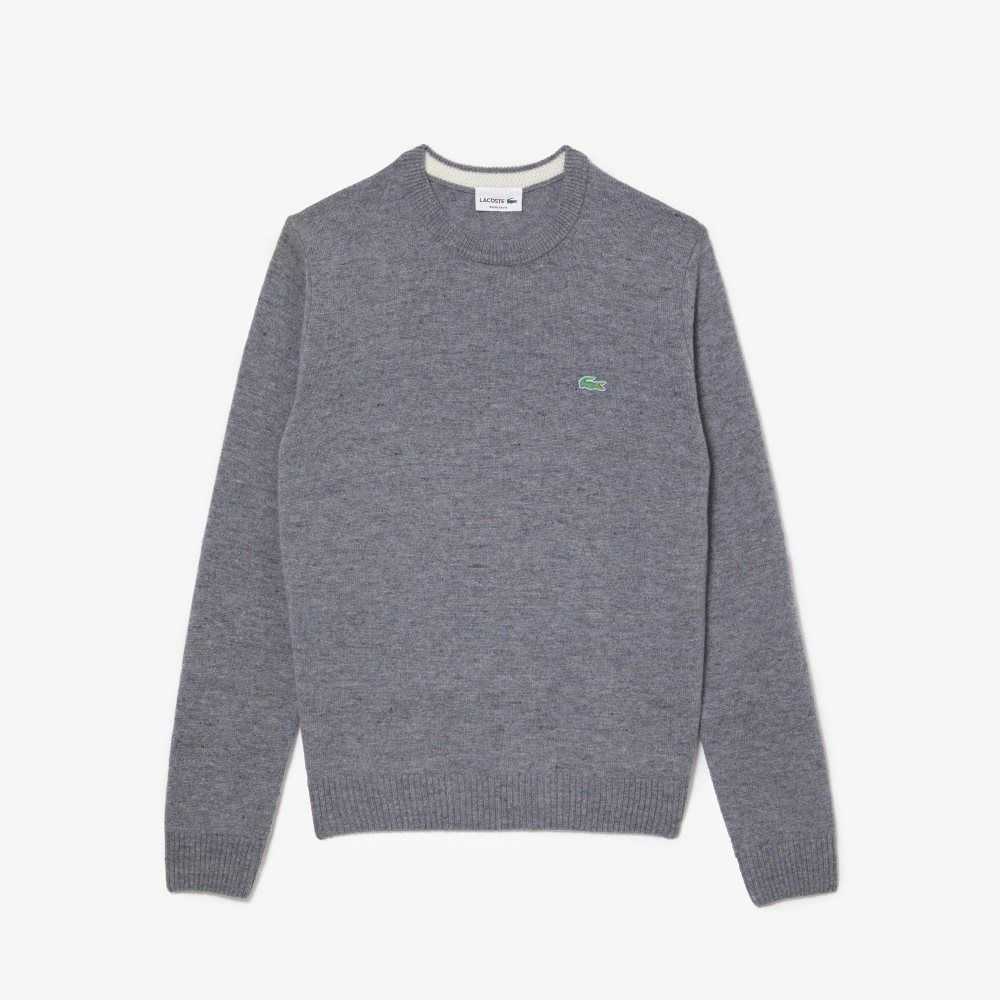 Grey Chine Lacoste Regular Fit Speckled Print Wool Jersey Sweater | BKQZRH-263