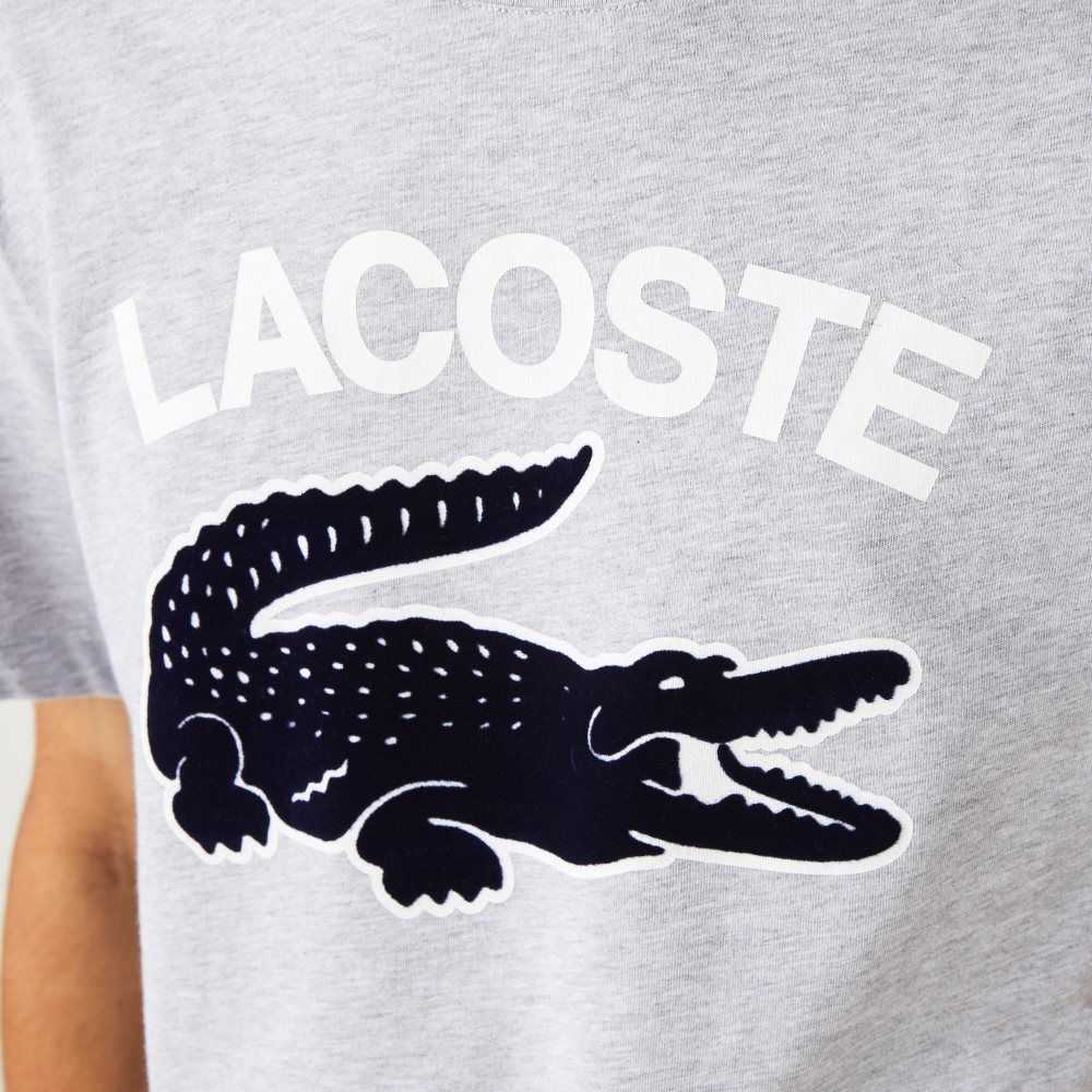 Grey Chine Lacoste Regular Fit XL Crocodile Print T-Shirt | SVWICZ-384